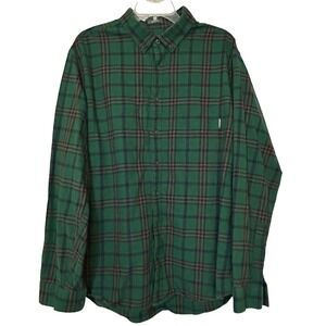 Eddie‎ Bauer Men's TXL Classic Fit Green Plaid Flannel Shirt Tall XL Good Cond